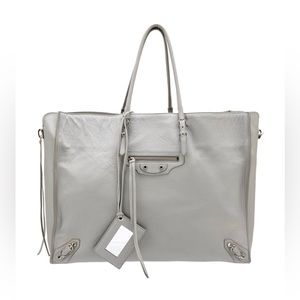 Balenciaga Papier A4 Zip Around Tote grey supple leather silver tone hardware